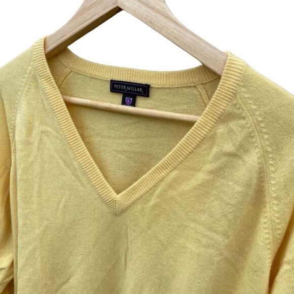 Peter Millar Men's Yellow Cashmere V-Neck Pullover Sweater Size L - Picture 6 of 6